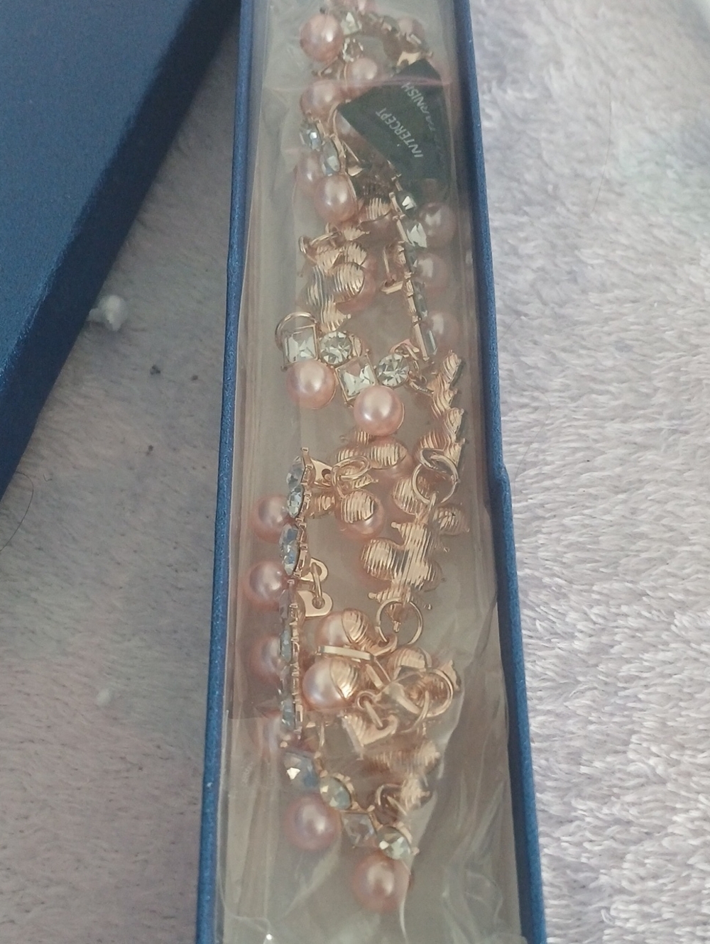 Rose Gold Pearl & Crystal Statement Bracelet